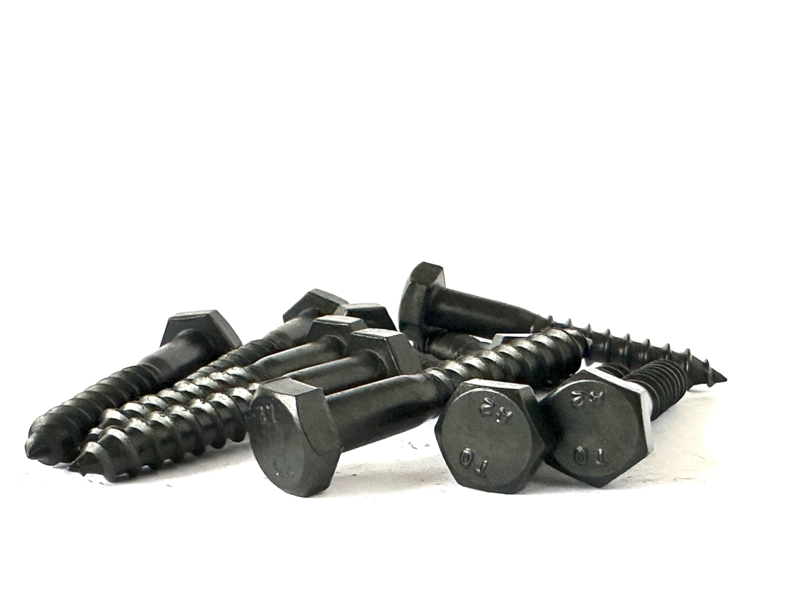 Black Stainless Steel - Hex Head Coach Screw Bolts - 10 Pack