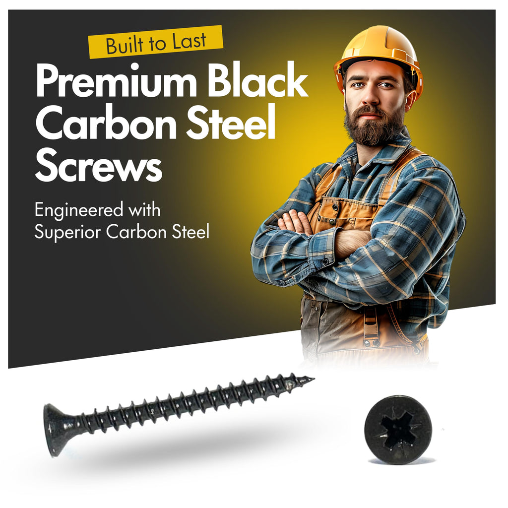 Black Multi Purpose Wood Screws - Self Tapping - Pozi Countersunk