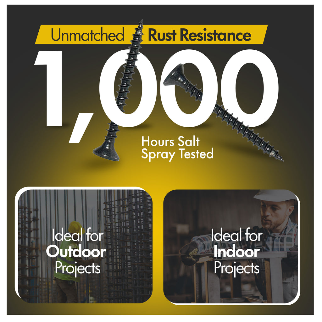 100pcs Black Multi-Purpose Wood Screw Assortment Set | Mixed Sizes for DIY, Wood & Home Projects