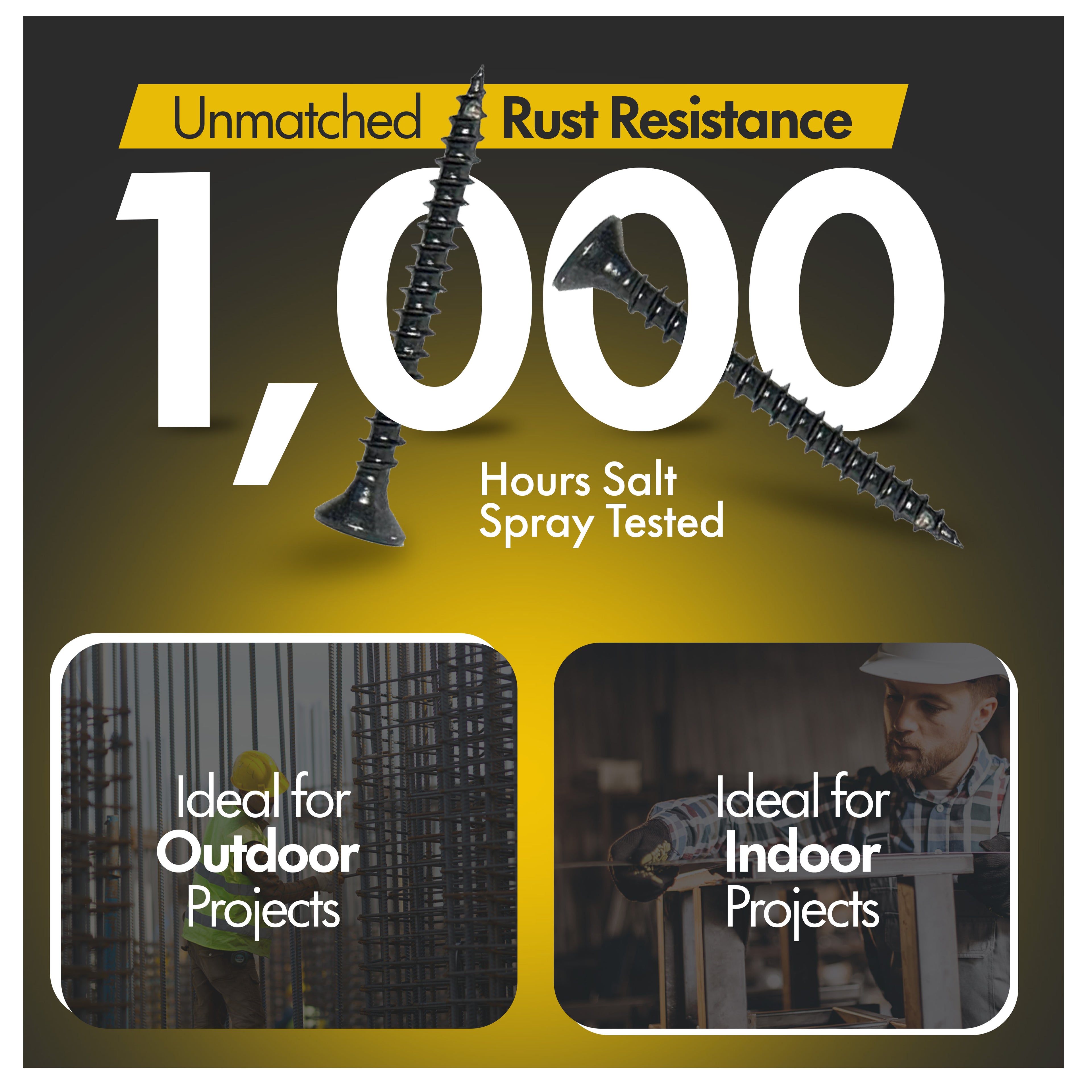 100pcs Black Multi-Purpose Wood Screw Assortment Set | Mixed Sizes for DIY, Wood & Home Projects