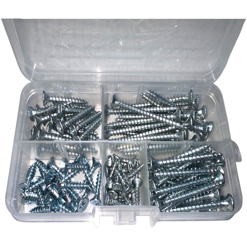 100pcs Silver Zinc Screw Assortment Set | Mixed Size Screws for DIY, Furniture & Home Projects