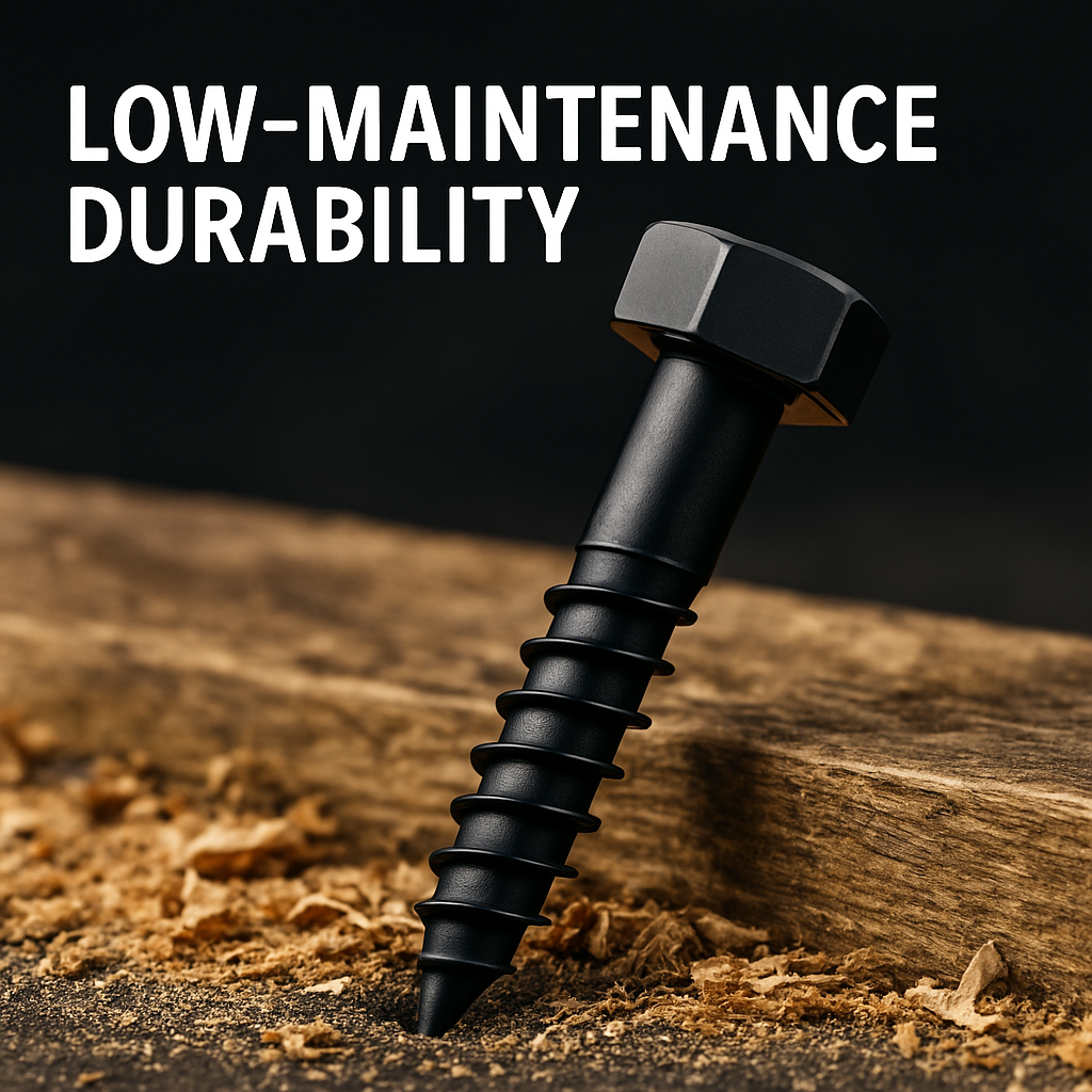 Black Stainless Steel - Hex Head Coach Screw Bolts - 10 Pack