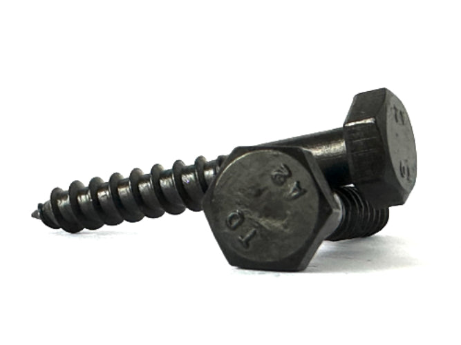 Black Stainless Steel - Hex Head Coach Screw Bolts - 10 Pack