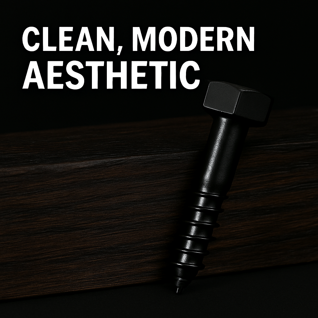 Black Stainless Steel - Hex Head Coach Screw Bolts - 10 Pack