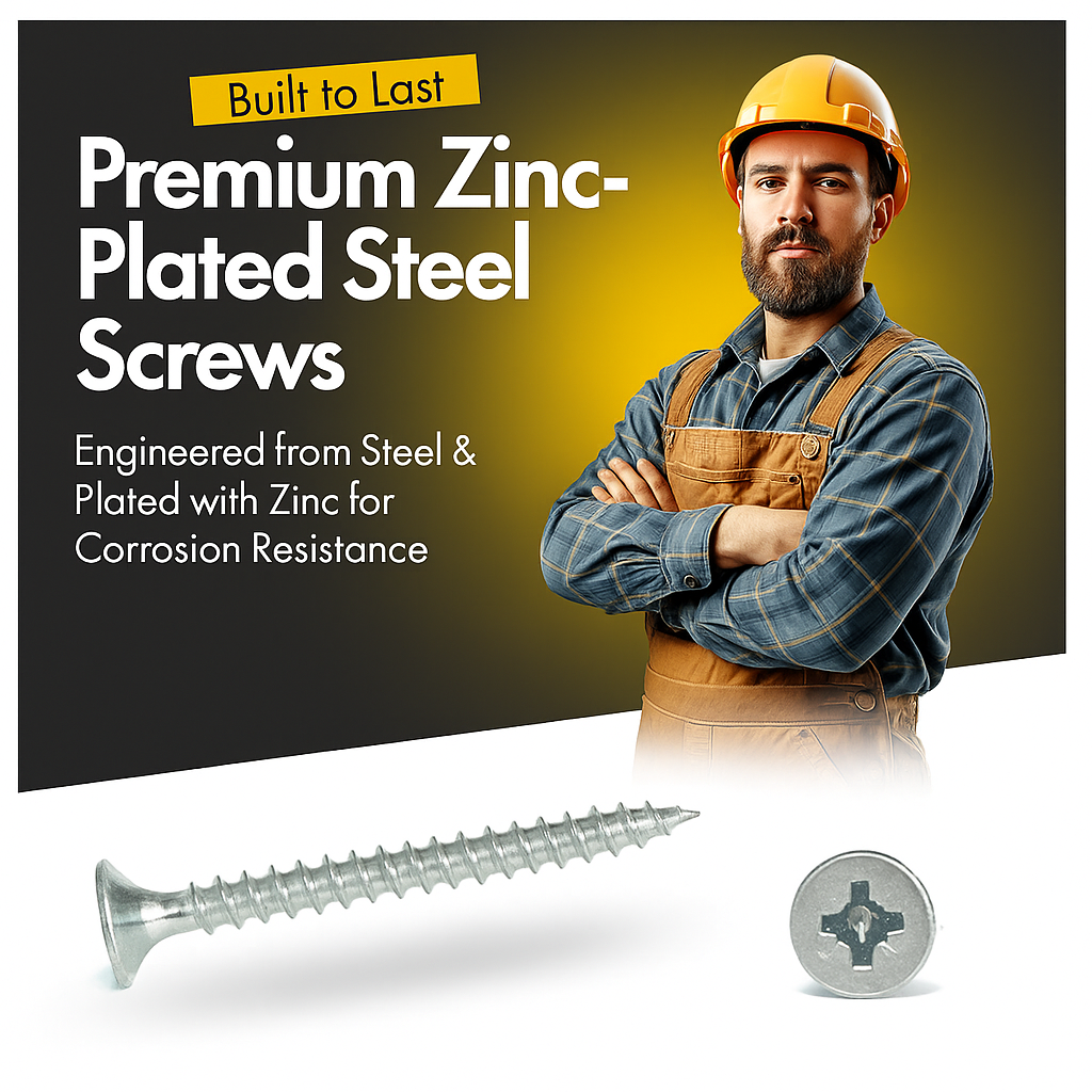 100pcs Silver Zinc Screw Assortment Set | Mixed Size Screws for DIY, Furniture & Home Projects